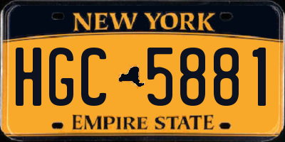 NY license plate HGC5881