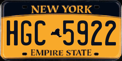 NY license plate HGC5922
