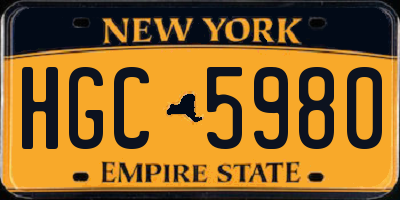 NY license plate HGC5980