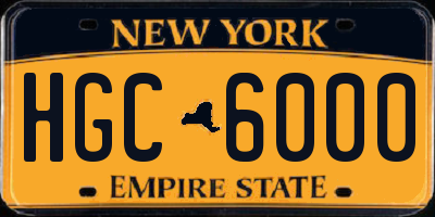 NY license plate HGC6000