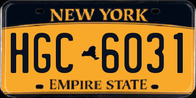 NY license plate HGC6031