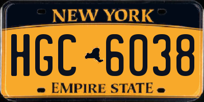 NY license plate HGC6038