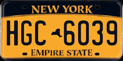 NY license plate HGC6039