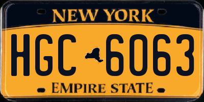 NY license plate HGC6063