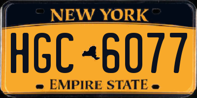 NY license plate HGC6077