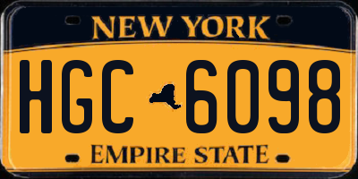 NY license plate HGC6098