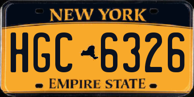 NY license plate HGC6326