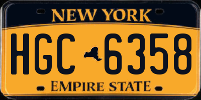 NY license plate HGC6358