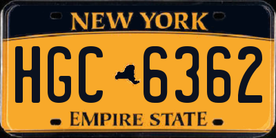 NY license plate HGC6362