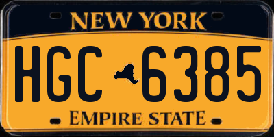 NY license plate HGC6385