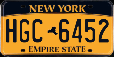 NY license plate HGC6452