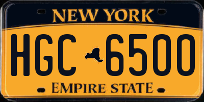 NY license plate HGC6500