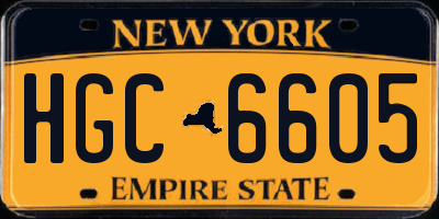 NY license plate HGC6605