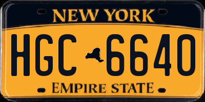 NY license plate HGC6640