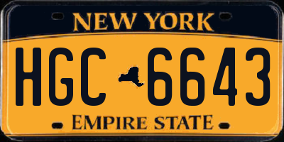 NY license plate HGC6643