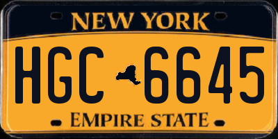 NY license plate HGC6645