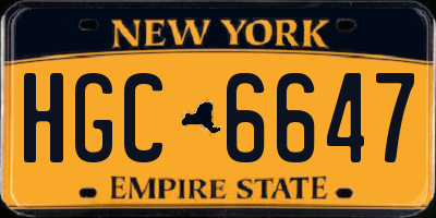 NY license plate HGC6647