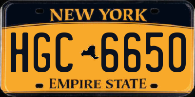 NY license plate HGC6650