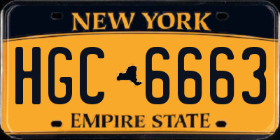 NY license plate HGC6663