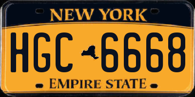 NY license plate HGC6668