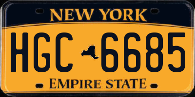 NY license plate HGC6685