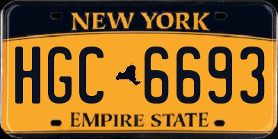 NY license plate HGC6693