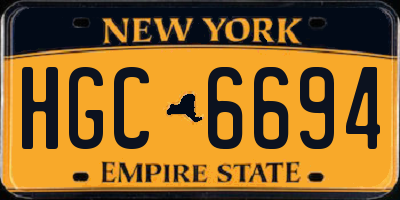 NY license plate HGC6694