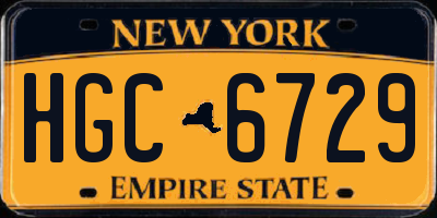 NY license plate HGC6729