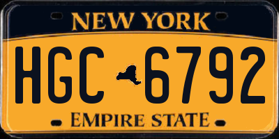 NY license plate HGC6792