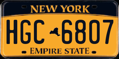 NY license plate HGC6807