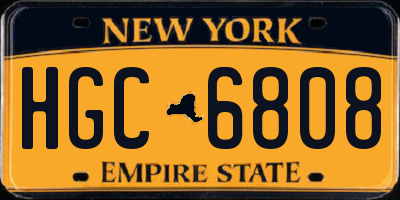 NY license plate HGC6808
