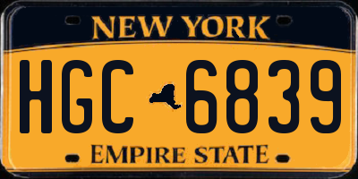 NY license plate HGC6839