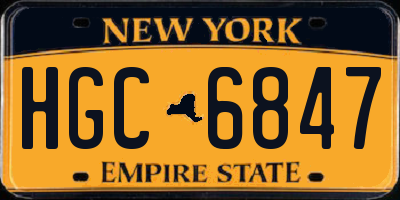 NY license plate HGC6847