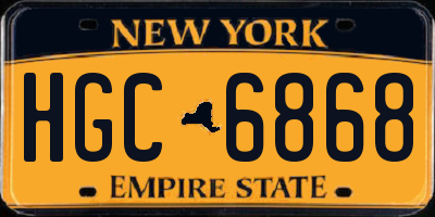 NY license plate HGC6868