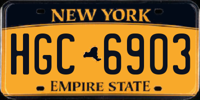 NY license plate HGC6903