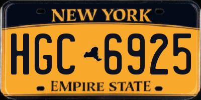 NY license plate HGC6925