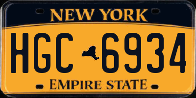NY license plate HGC6934