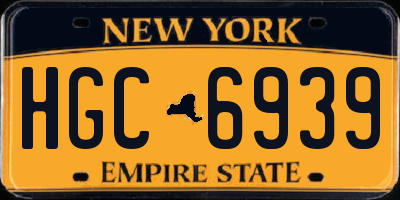 NY license plate HGC6939