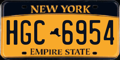 NY license plate HGC6954