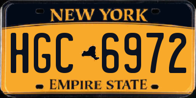 NY license plate HGC6972