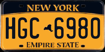 NY license plate HGC6980