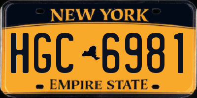 NY license plate HGC6981