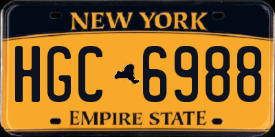 NY license plate HGC6988