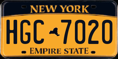 NY license plate HGC7020