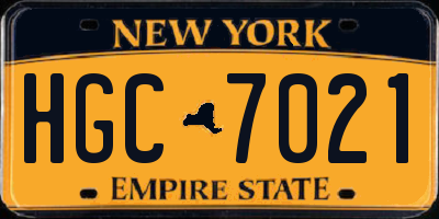 NY license plate HGC7021