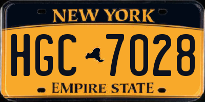 NY license plate HGC7028