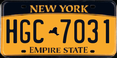 NY license plate HGC7031