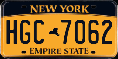 NY license plate HGC7062