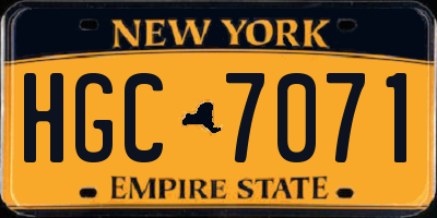 NY license plate HGC7071