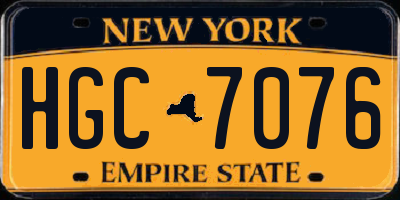 NY license plate HGC7076